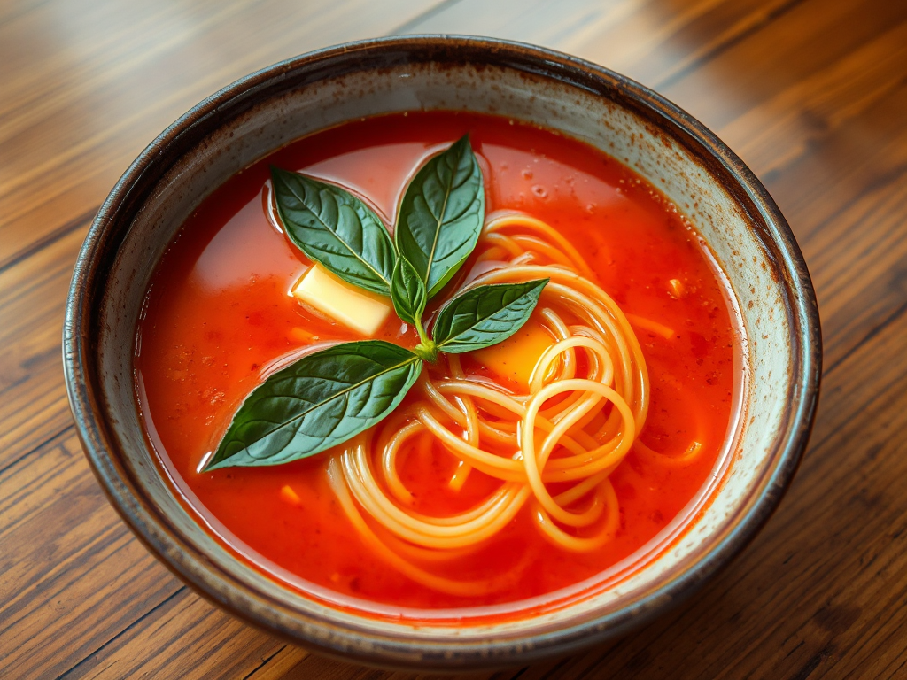 Fesleğenli Domates Şehriye Çorbası