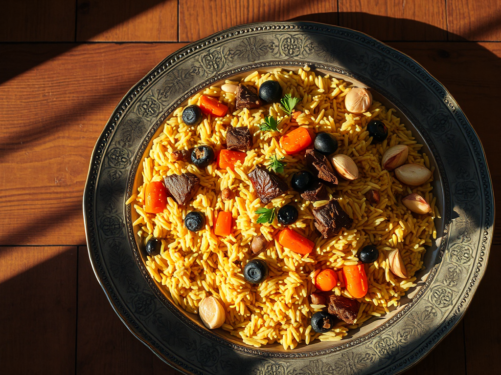 Özbek Usulü Sığır Etli Pilav (Havuçlu ve Kiminli)