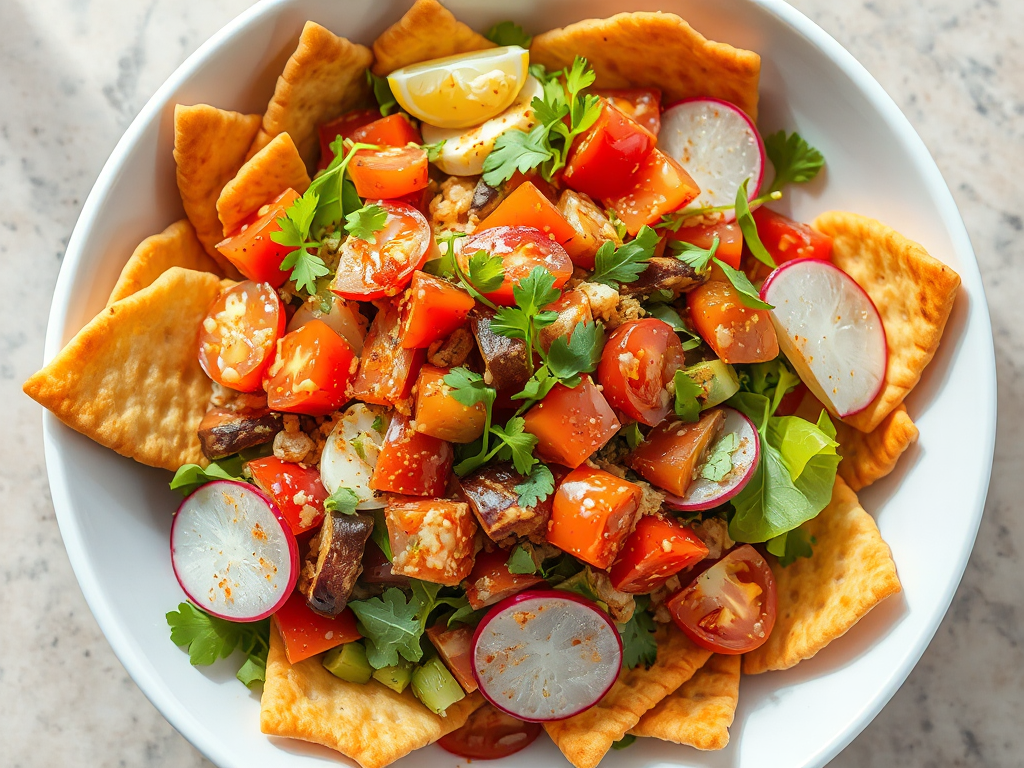 Çıtır Pide ve Sumak Soslu Fattuş Salatası