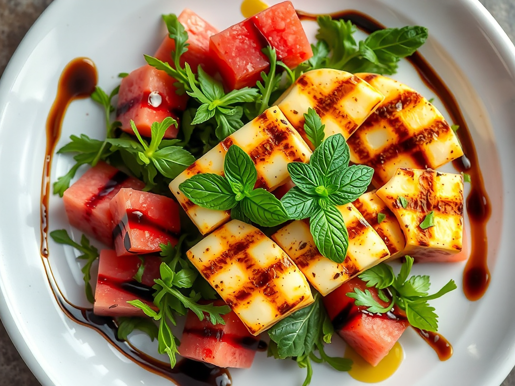 Hellim ve Karpuz Salatası (Rokali Izgara Hellim Salatası)