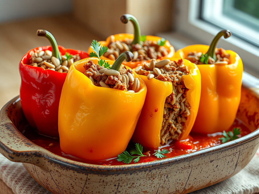 Etli Biber Dolması - Baharatlı Pirinç ve Çam Fıstıklı