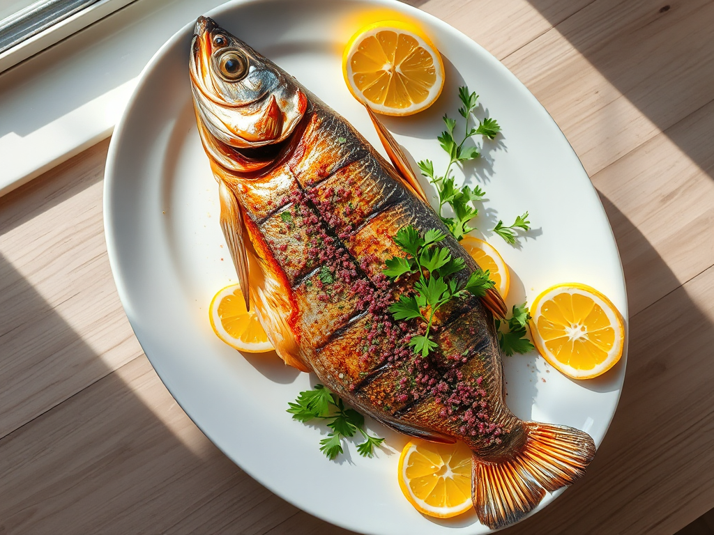Whole Roasted Mackerel with Sumac and Fresh Herbs