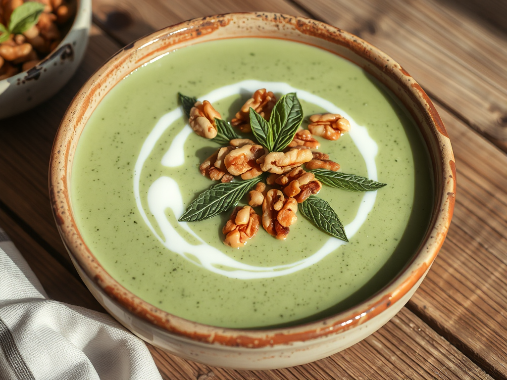 Cevizli Ispanak Yayla Çorbası