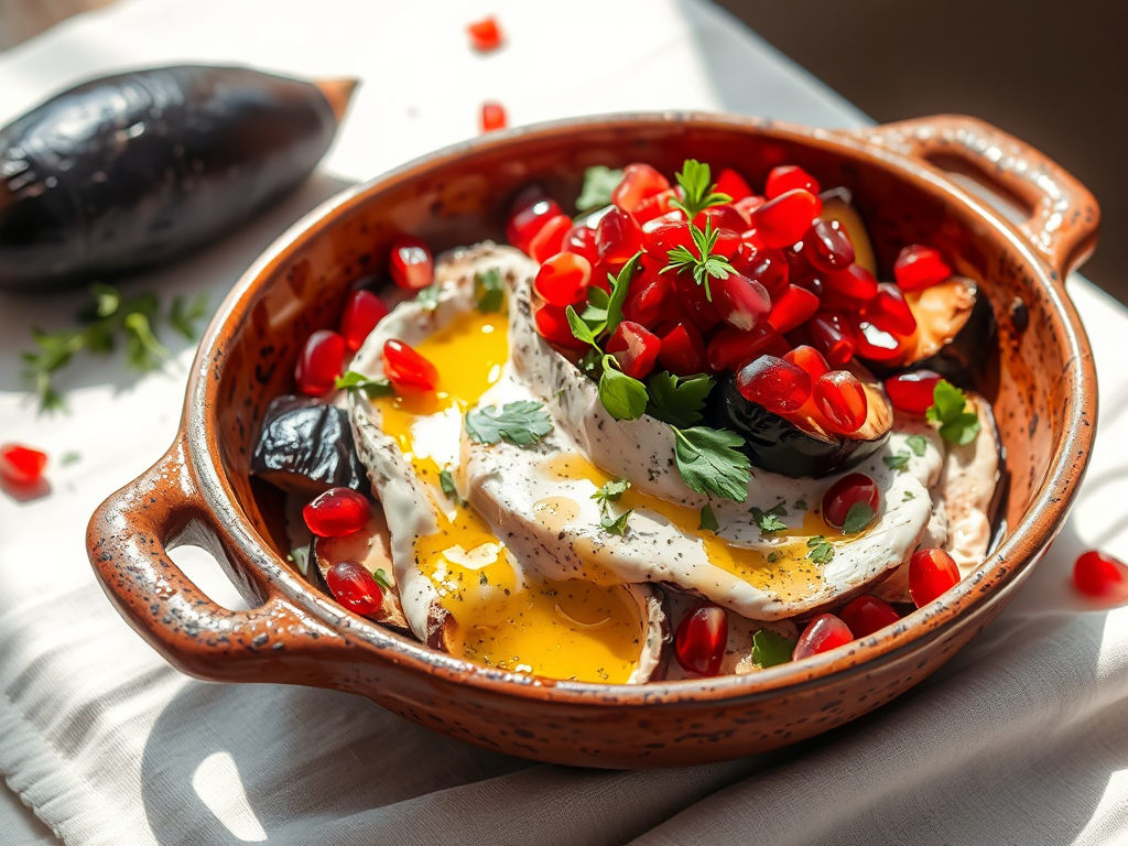 Közlenmiş Patlıcan Salatası Tahinli ve Taze Otlu