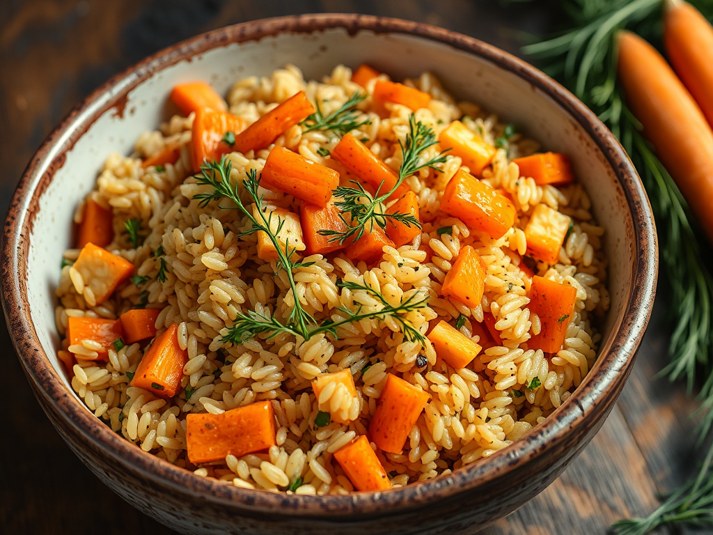 Firik Pilavı Karamelize Havuçlu ve Dereotlu