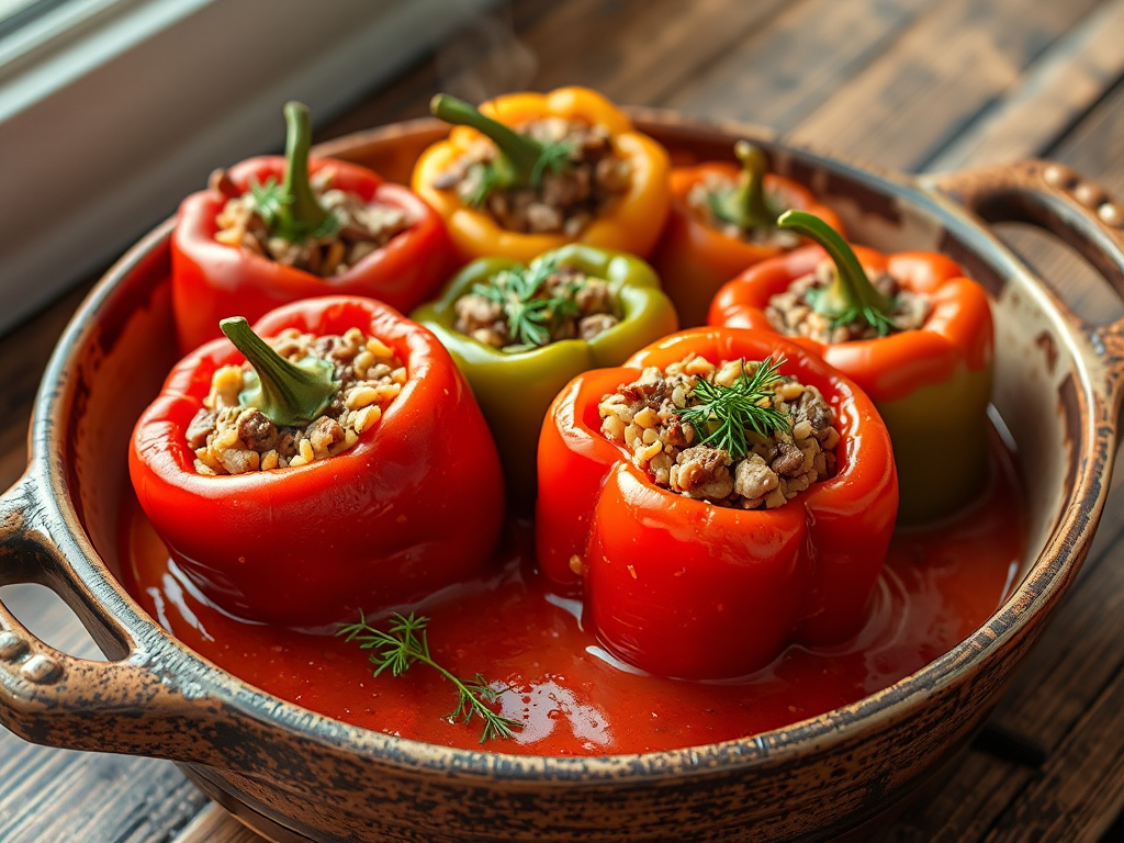 Baharatlı Pirinç, Kıyma ve Otlu Biber Dolması