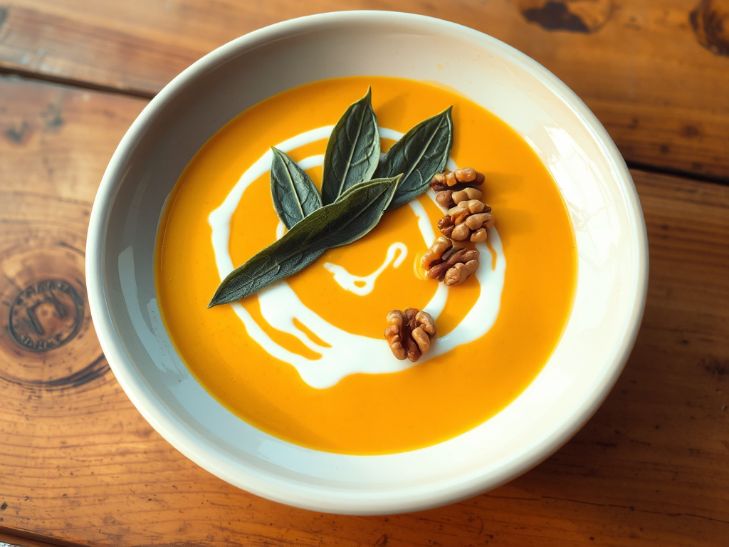 Cevizli ve Adaçayı Soslu Balkabağı Çorbası