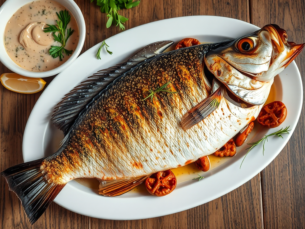 Otlu Levrek Dolması Cevizli Tarator Soslu