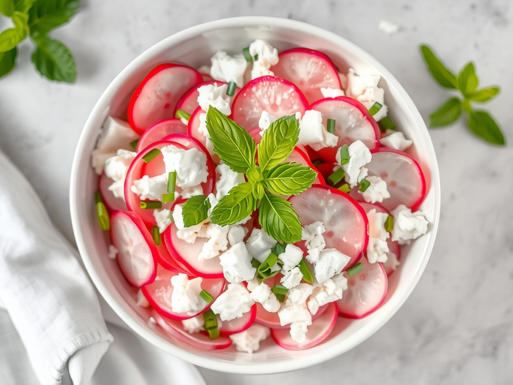 Turp ve Lor Peynirli Bahar Salatası