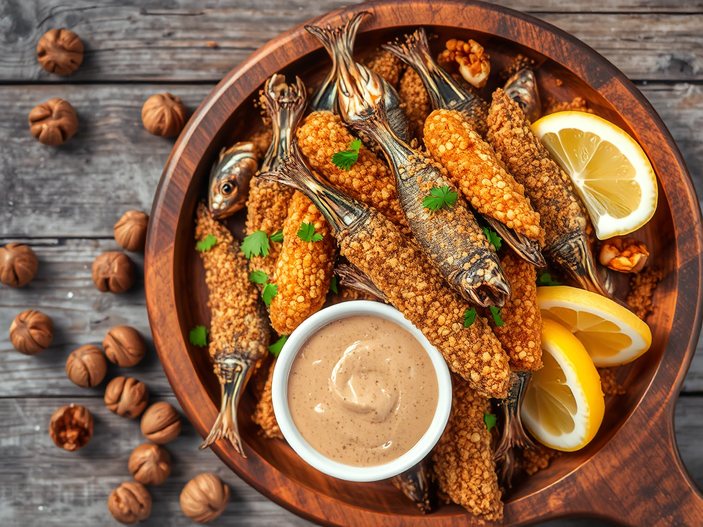 Karadeniz Usulü Mısır Unlu Kızarmış Hamsi ve Cevizli Tarator