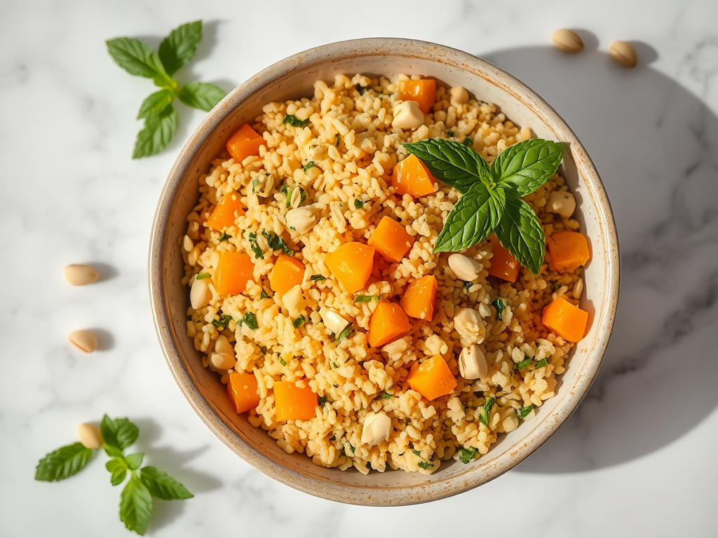Bulgur and Herb Salad with Pistachios and Dried Apricots