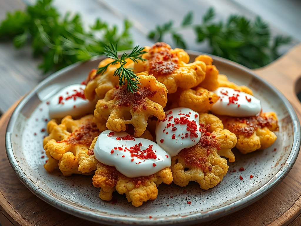Crispy Cauliflower Fritters with Yogurt and Sumac