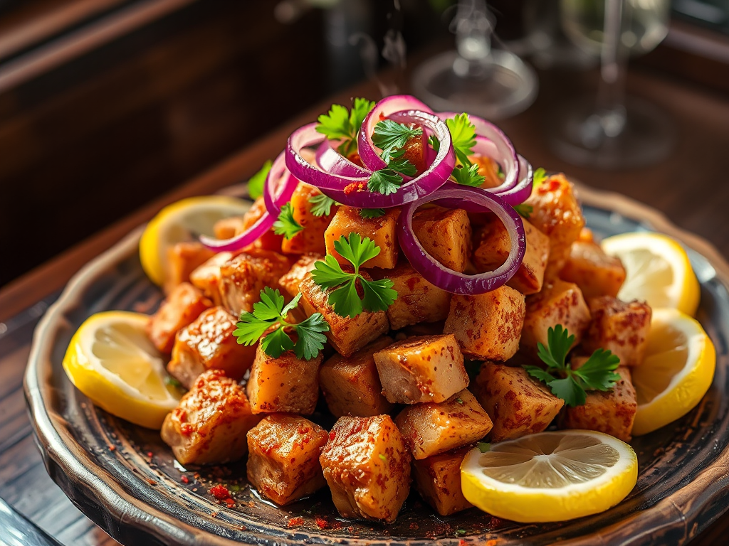 Arnavut Ciğeri Tarzı Kızarmış Ciğer Küpleri Sumak Soğanlı