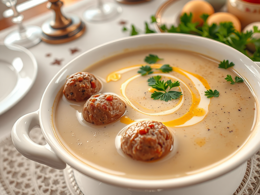Düğün Çorbası - Kuzu Köfteli ve Limonlu Yumurta Soslu