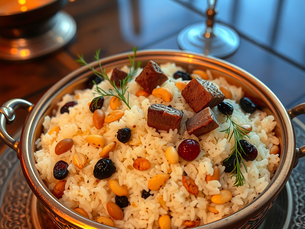 İç Pilav - Turkish Rice Pilaf with Pine Nuts, Currants and Chicken Liver