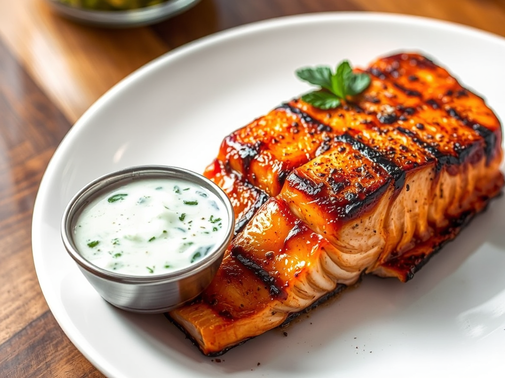 Tandoori-Spiced Grilled Salmon with Cucumber Raita