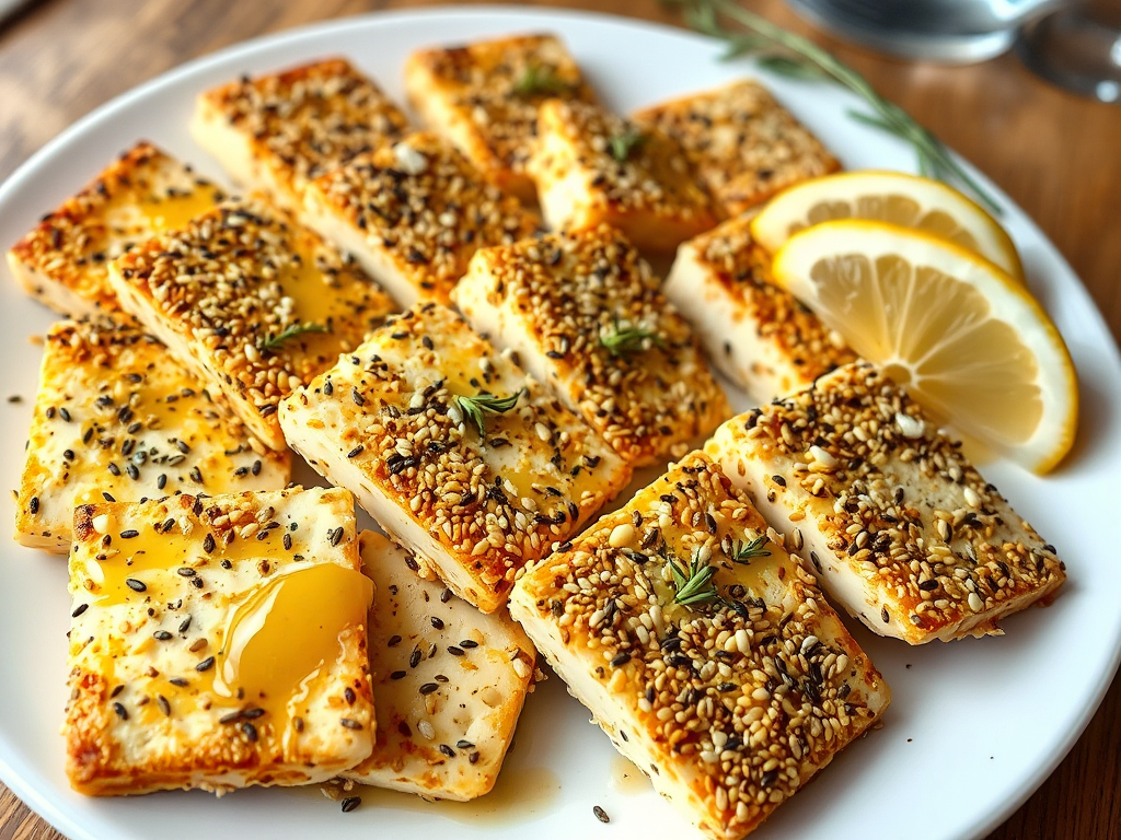 Sesame-Crusted Halloumi with Za'atar and Honey Drizzle