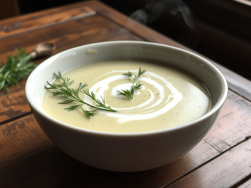 Creamy Leek and Potato Soup with Dill