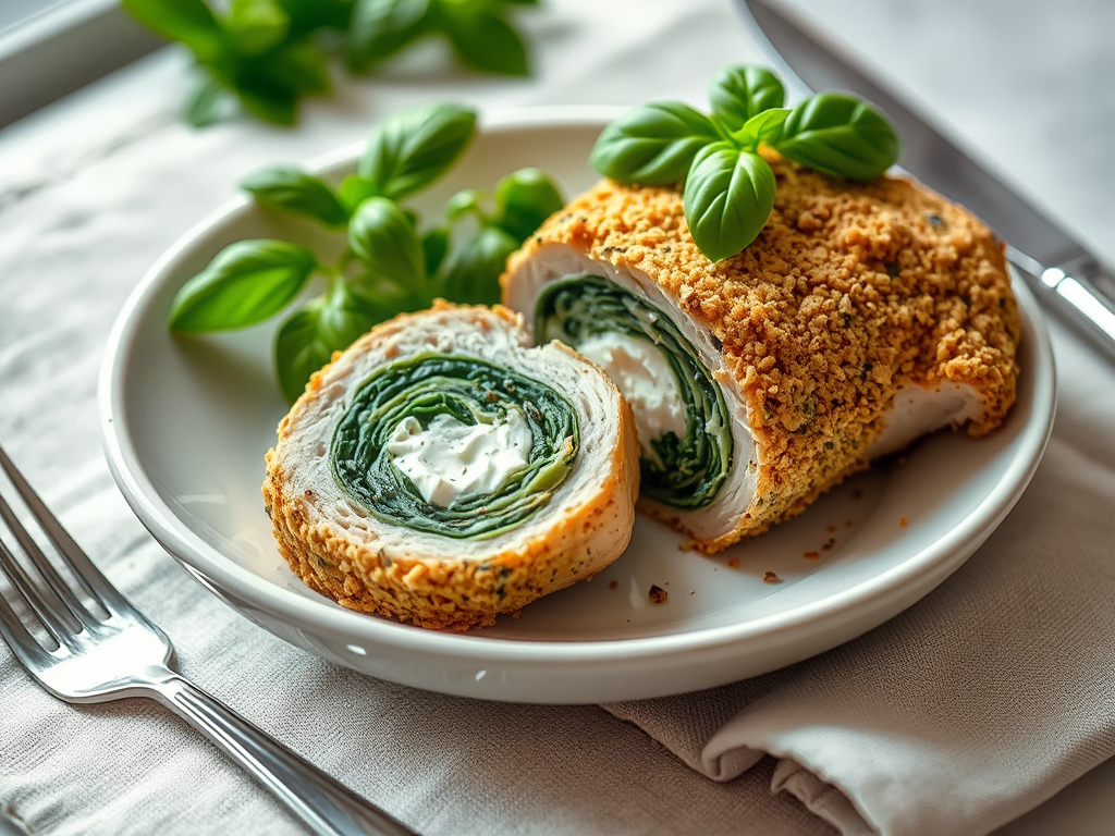 Herb-Crusted Stuffed Chicken Breasts with Spinach and Ricotta