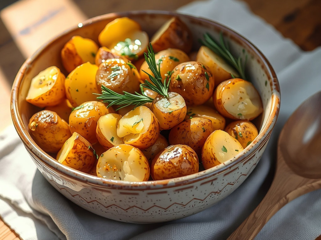 Garlic Butter Roasted Baby Potatoes with Fresh Rosemary