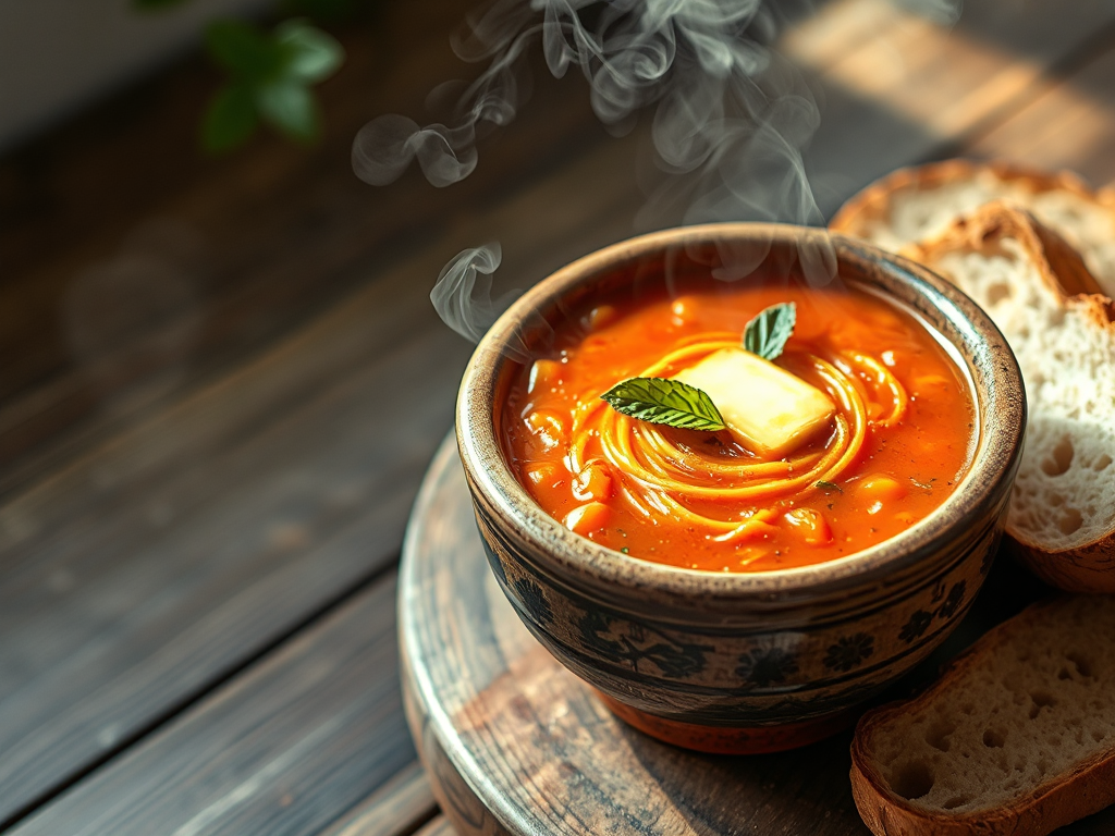 Turkish Tomato Soup with Vermicelli and Butter