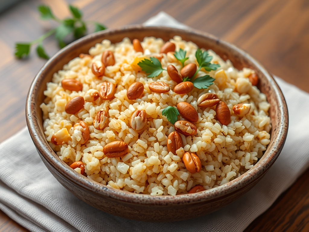 Karamelize Rezene ve Çam Fıstıklı Bulgur Pilavı