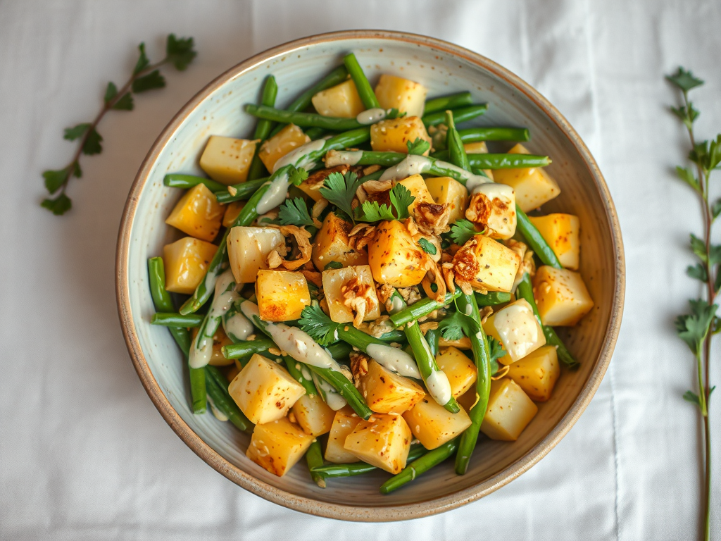 Bahar Taze Fasulye ve Patates Salatası - Tahinli Limon Soslu
