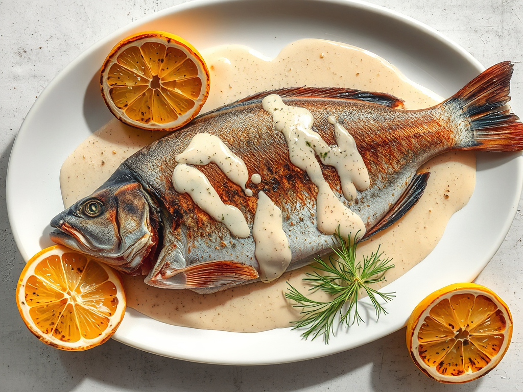Cevizli Tarator Soslu ve Közlenmiş Limonlu Otlu Alabalık Dolması