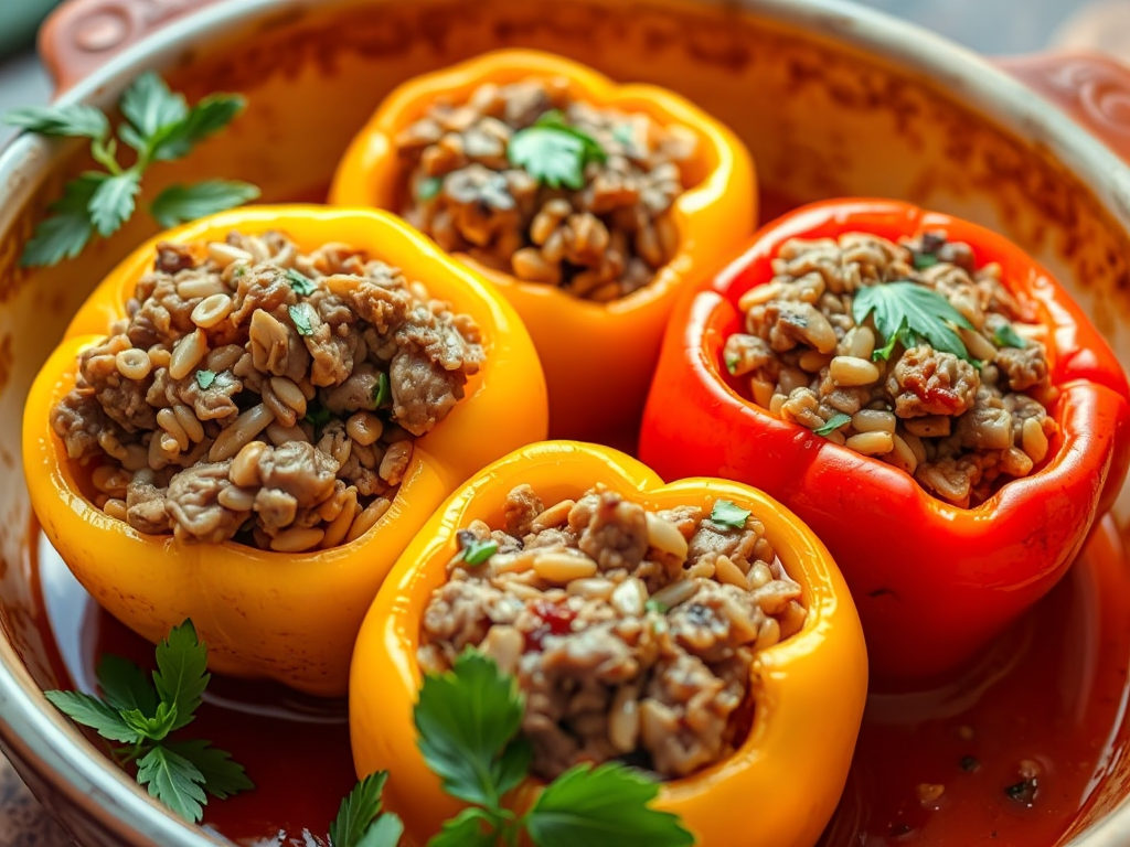 Baharatlı Kıymalı ve Pirinçli Biber Dolması