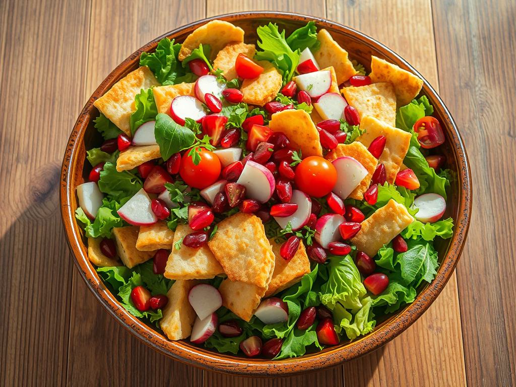 Çıtır Pide, Sumak ve Nar Taneli Fattuş Salatası