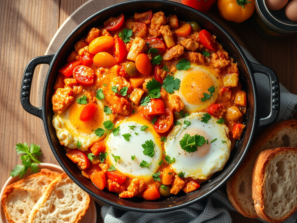 Menemen - Domatesli ve Biberli Türk Yumurta Yemeği