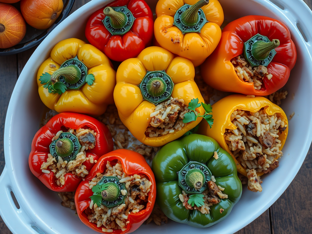 Etli Biber Dolması - Kıymalı, Pirinçli ve Otlu