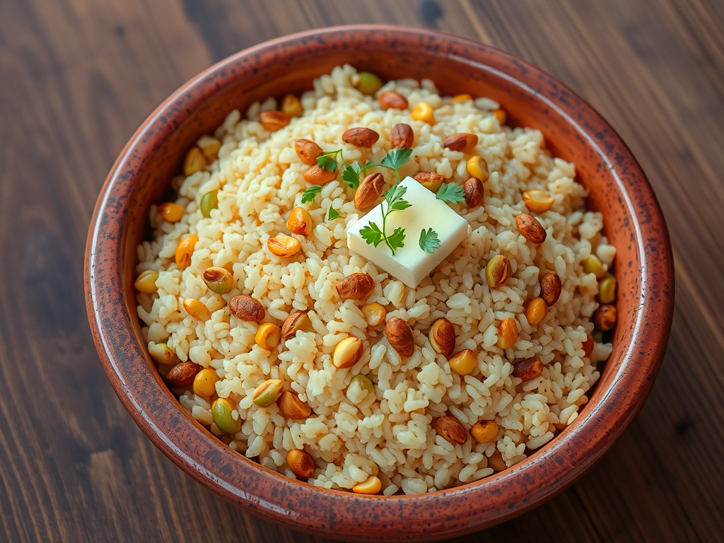 Pırasalı ve Fıstıklı Bulgur Pilavı