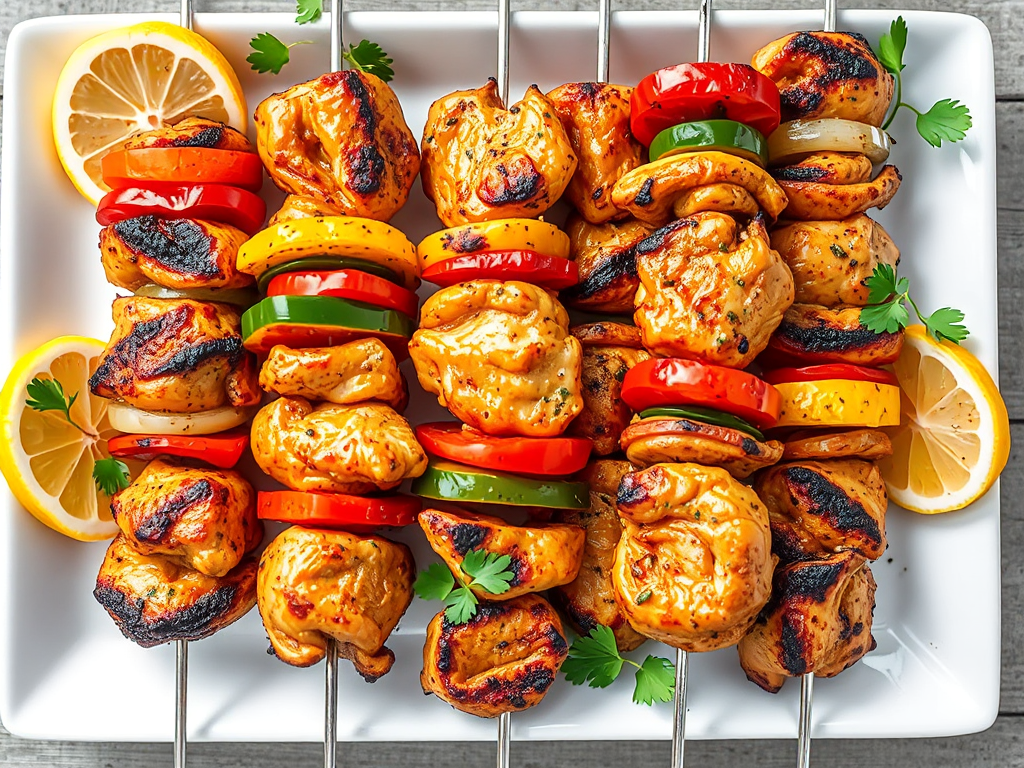 Yoğurtlu Tavuk Şiş Kebap Izgara Sebzeli