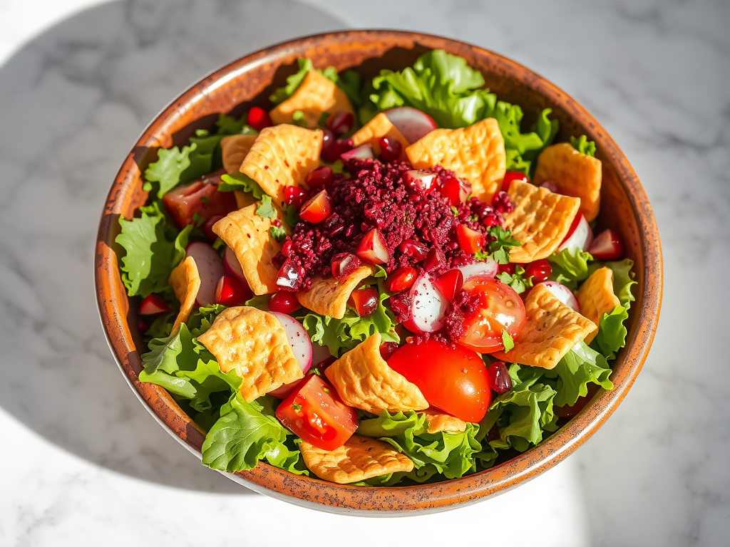 Fattuş - Sumak ve Taze Otlu Lübnan Ekmek Salatası