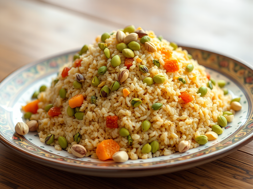 Fıstıklı Bulgur Pilavı - Pistachio Bulgur Pilaf with Dried Apricots