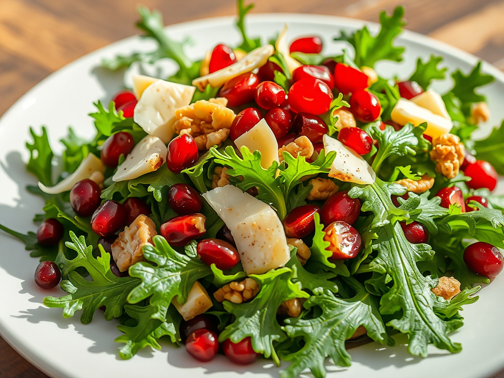 Roka Salatası - Arugula Salad with Pomegranate, Walnuts and Aged Cheese