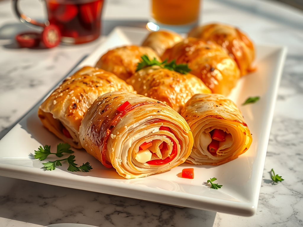 Paçanga Böreği - Pastırmalı Peynirli Rulo Börek