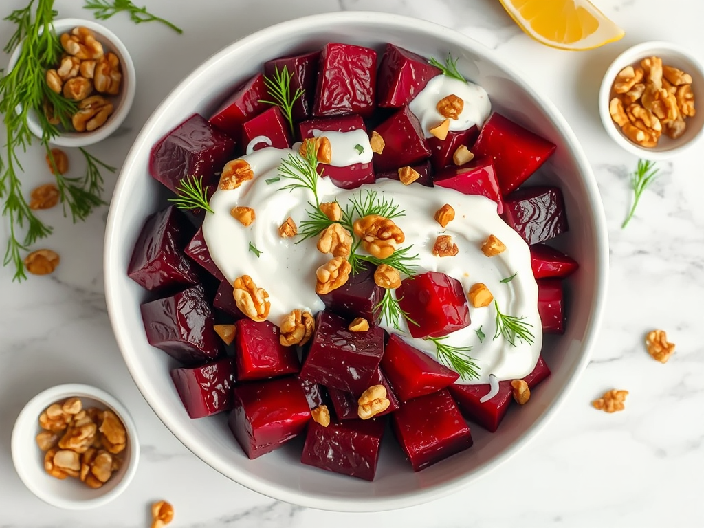 Pancar Salatası - Cevizli ve Yoğurtlu Közlenmiş Pancar Salatası