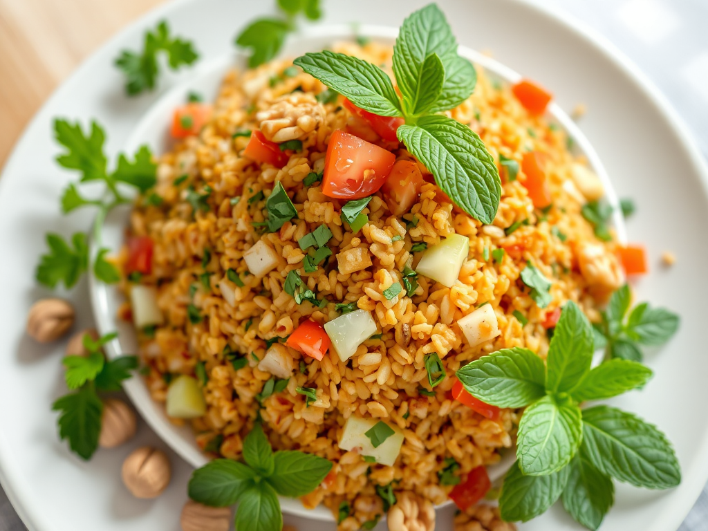 Kısır - Narlı ve Otlu Türk Bulgur Salatası